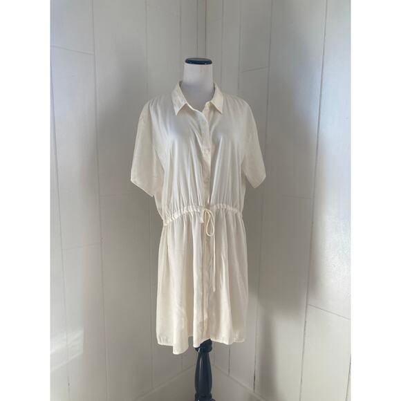 Nine West Cream Buttondown Mini Dress, Size XL - Picture 1 of 8